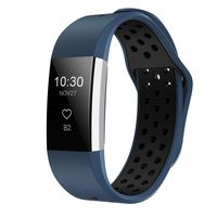 iGK Silicone Replacement Bands Compatible for Fitbit Charge 2, Adjustable Breathable Sport Strap Smartwatch Fitness Wristband with Air Holes Midnightblue Black Large