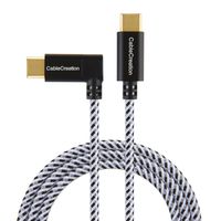 Right Angle USB-C to USB-C Cable 4ft, CableCreation 90 Degree USB Type C Braided Cable, Compatible MacBook(Pro), Pixel C, Galaxy S9 S9+ S10 S10+ etc, 1.2M/ Black & White with Aluminum Case