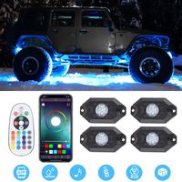 RGB LED Rock Lights -4 Pod Lights Multicolor Neon Lights Off Road Truck SUV ATV UTV Underglow Under Body Light Kit
