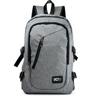 Oct17 Business Laptop Backpack, Slim Anti Theft Computer Bag, Water-resistent Headphone Port, USB Charging Port Fits UNDER 17"-Glay
