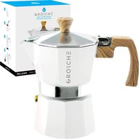 GROSCHE Milano Stovetop Espresso Maker Moka pot 3 Cup - 5 oz, White - Cuban Coffee Maker Stove top coffee maker Moka Italian espresso greca coffee maker brewer percolator