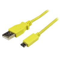 StarTech.com 1m Yellow Mobile Charge Sync USB to Slim Micro USB Cable - Phones & Tablets - A to Micro B M/M - Thin Micro USB Charge Cable (USBAUB1MYL)