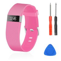 Wizvv Compatible Bands Replacement for Fitbit Charge HR,Charge HR 1, with Metal Buckle Fitness Wristband Strap Women Men Large Small (Pink,Small)