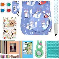Katia Instant Camera Accessories Bundle Compatible for Fujifilm Instax Mini 9 / Mini 8+ / Mini 8 Instant Film Camera. Includes Camera Case, Album, Frame, Stickers, Strap,etc - White Fox