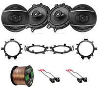 EnrockAutomotive 4X Pioneer TSA1670F 6.5" 320-Watt 3-Way Speakers (Black), 4X Metra Speaker Wire Harness, 4X Speaker Mounting Brackets Adaptors, 16-Gauge 50 Foot Wire (Select 1995-2009 Vehicles)