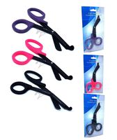 Set of 3 (Black Pink Purple) Fluoride Coated Trauma Paramedic EMT Shears Scissors 7.5" (A2Z Brand)