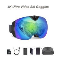 OhO 4K Ultra HD Action Camera Ski Goggles with 24MP and 140 Degree Adjusted Camera Angle Up and Down, Low Temperature Working Battery, Anti Fog and UV400 Protection Ski Lens with 32GB Memory