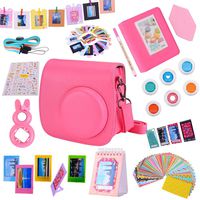 Tiessic Instax Mini 9 Camera Accessories Bundles Compatible with Fujifilm Instax Mini 9 Mini 8 Mini 8+ Camera with Mini 9 Case,64 Photos Mini Photo Album,etc. (Flamingo Pink，14 Items)