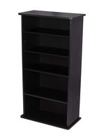 Atlantic Drawbridge XL Media Cabinet - Holds 240 CDs, Wide Stable Base, 4 Adjustable, 2 Fixed Deeper Shelves, 36 X 19 X 10 inch PN37936251 in Black