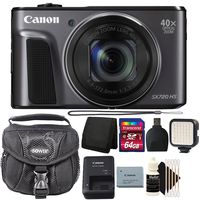 Canon PowerShot SX720 HS 20.3 MP 40X Optical Zoom Digic 6 Processor Wifi / NFC Enabled Digital Camera Black With 64GB Accessory Bundle