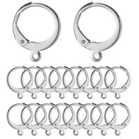 50 Pieces (25 Pair) Stainless Steel Leverback Earrings Round French Hook Earwires Findings with Open Loop for Earring Making - 13 x 15 mm