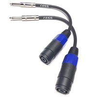 CESS-010 Speakon Female Connector To 1/4 TS Male Adapter Patch Speaker Cable 6 Inches - Female Speak-on Jack To 6.35mm TS Plug - 2 Pack