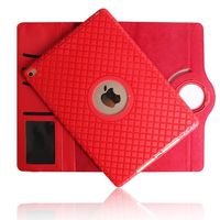 MeiLiio 9.7 Inch iPad Air 2 Case Book Style Flip Folio Case Screen Protector Cover Hybrid PU Leather with 360 Degrees Rotating Cards Slots Cover for iPad Air 2 -Red