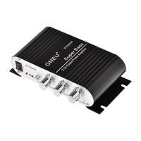ONEU Mini amplifier Super Bass Hi-Fi Stereo Audio Amp Booster for Car Moto Home with DC 12V 3A Power Supply, Black
