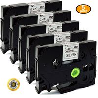 NEOUZA 5PK Great Quality Compatible for Brother P-Touch Laminated Tze Tz Label Tape Cartridge 12mmx8m (TZe931 Black on Silver)