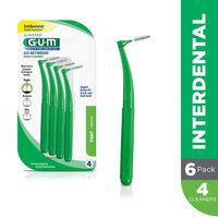 GUM Proxabrush Go-Betweens Interdental Brushes, Angle Cleaner, Tight, 4 Count (Pack of 6)
