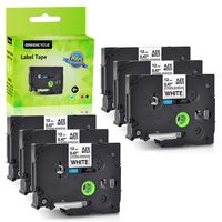 GREENCYCLE 6 Pack Compatible for Brother TZ TZe S231 TZ-S231 TZe-S231 Extra Strength Adhesive Label Tape for P-Touch PT-D210 PT-H100 Label Maker 12mm (1/2 Inch) x 8m (26.2 ft) Laminated Black on White