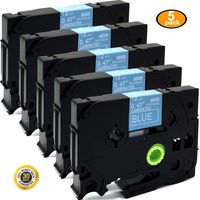 NEOUZA 5PK Great Quality Compatible for Brother P-Touch Laminated Tze Tz Label Tape Cartridge 12mmx8m (TZe535 White on Blue)