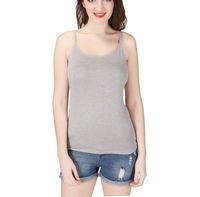Oulinect Women's Cami Camisole Built-in Shlef Bra Adjustable Spaghetti Strap Tank Top Padded Cami Tanks Grey XXXL