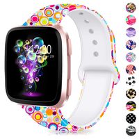 GeekSpark Bands Compatible with Fitbit Versa/Versa 2/Versa Lite SE,Soft Silicone Fadeless Pattern Printed Wristband Versa Smart Fitness Watch, Women Men
