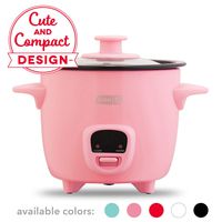Dash DRCM200GBPK04 Mini Rice Cooker Steamer with Removable Nonstick Pot, Keep Warm Function & Recipe Guide, 2 cups, for Soups, Stews, Grains & Oatmeal, Pink