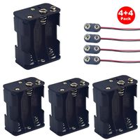 Yosawa 4-Pieces 6 x 1.5V(9V) AA Battery Holder Case,Black Plastic DIY Battery Storage Box with Standard Snap Connector (AAK6)