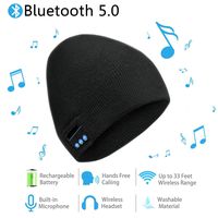 Cupidove Bluetooth Beanie Hat Headphones Headset, Wireless 5.0 Smart Beanie Hat Headphone Speaker Cap, Built-in HD Stereo Speakers & Microphone, Musical Knit Cap for Outdoor Sports, Boys Girls(Black)