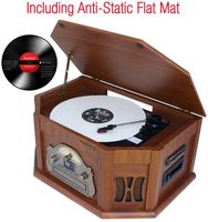 7-in-1 Boytone BT-15TBSM Classic Turntable Stereo System, Vinyl Record Player, AM/FM, CD, Cassette, USB, SD slot. 2 Built-in Speaker, Remote Control, MP 3 Players.