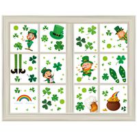 Blulu 100 Pieces St Patrick's Day Window Stickers Clings Shamrock Window Decals Static Clover Stickers Irish Decal Stickers Happy St Patrick's Party Supplies Window Decorations