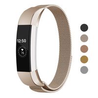 Keasy Replacement Metal Bands Compatible for Fitbit Alta and Fitbit Alta HR, Stainless Steel Replacement Bands for Women Men (Champagne#A, Small)