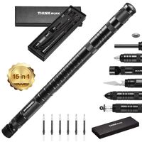 THINKWORK Gifts for Dad Men, Tactical Pen Fishing Tool, Compass, Fire Starter, Window Breaker, Pen with 6 Refills, Rope and Whistles Tool Set Ideal for Hiking, Travel, Camping, Survival Gadgets
