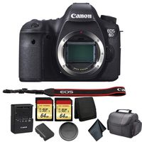 Canon EOS 6D DSLR Camera Bundle Kit with 2X 64GB Memory Cards + Carrying Case + More - International Model