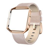 SWEES Leather Bands Compatible with Blaze Smart Watch, Genuine Leather Replacement Band with Metal Frame Small & Large for Women Men, Champagne Gold, Rose Gold, Black, Brown, White, Grey, Beige
