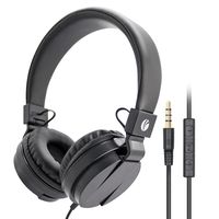 VCOM Foldable Wired Headphones with Microphone & Volume Control, Stereo Music Travel Headset On Ear Earphones for Teens/Adults, 3.5mm Jack for Smartphone Kindle Tablets Laptop Computer PC PS4 (Black)