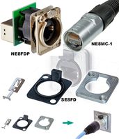 Neutrik Ethercon SE8FD + NE8MC-1 + NE8FDP Waterproof Mounting Kit for D Series Sockets, and RJ-45 Feedthrough Chassis Connector