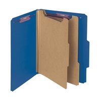 Smead Pressboard Classification File Folder with SafeSHIELD Fasteners, 2 Dividers, 2" Expansion, Letter Size, Dark Blue, 10 per Box (14032)