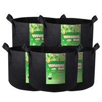 VIVOSUN 5-Pack 15 Gallon Plant Grow Bags, Premium Series Thichkened Non-Woven Aeration Fabric Pots w/Handles - Reinforced Weight Capacity & Extremely Durable (Black)