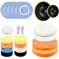 Awpeye 3 Inch 6 Inch Car Polishing Pad Kit 22 PCS, Car Foam Drill Buffing Pads Sponge, Wool Polishing Pad, Polisher Pad Bonnet Set