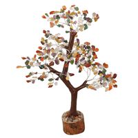 Crocon Mix Chakra Gemstone Money Tree Feng Shui Bonsai for Reiki Healing Stone Balancing Energy Generator Spiritual Meditation Home Interior Office Decor Size 10-12 Inch