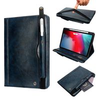 HuLorry iPad Pro 12.9 inch Case with Pencil Holder, [Book Cover] Folio Case Smart Stand Case Slim Cover, PU Leather Case with Card Slots and Hand Strap for 2018 3rd Gen iPad Pro 12.9 inch(Dark Blue)