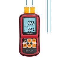 Proster Digital Thermocouple Temperature Thermometer with Two K-Type Thermocouple Probe Backlight LCD K Type Thermometer Dual Channel for K/J/T/E/R/S/N Type