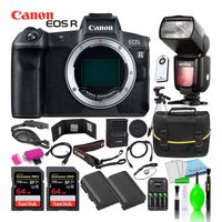 Canon EOS R Mirrorless Digital Camera (Body Only) Bundle + (2) SanDisk 64GB Extreme PRO Cards + Godox TT685C Thinklite + (2) LP-E6N Batteries + Large Camera Carrying Case + Cleaning Kit & More