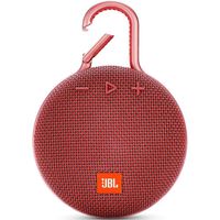 JBL Clip 3 Portable IPX7 Waterproof Wireless Bluetooth Speaker with Built-in Carabiner, Noise-Canceling Speakerphone and Microphone, Red (Renewed)