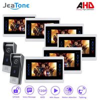 6 Monitor 2 Camera AHD 7'' Video Door Phone Intercom 4 Wired DoorBell Door Speaker Security System Voice Message/Motion Detection/MP4 Player