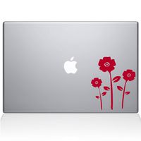 The Decal Guru Flowers MacBook Decal Vinyl Sticker - 15" MacBook Pro (2016 & Newer) - Red (1062-MAC-15X-DR)