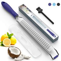 Citrus Zester & Cheese Grater - Perfect to Parmesan Cheese, Lemon, Ginger, Garlic, Nutmeg, Vegetables, Fruits - Razor-Sharp Stainless Steel Blade Protective Cover - Dishwasher Safe, Purple