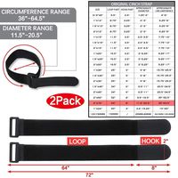 2Pack/Black 2"x 72" Heavy-duty Fastening hook and loop Cinch straps, Multipurpose Strong Gripping, Nylon Cable Straps and Cable Ties, Durable Cable Tie Down Straps, Multifunctional Securing Straps