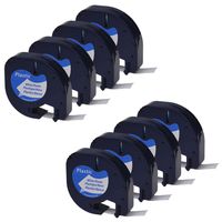 GREENCYCLE 8PK Compatible for Dymo 91331 S0721610 Black on White LetraTag Refills Plastic Labeling Tape 1/2'' W x 13' L (12mm x 4m) for LetraTag Plus LT-100H LT-100T QX 50 XR XM 2000 Printer