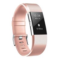 Smasy Replacement Bands Compatible with Fitbit Charge 2, Soft Silicone Adjustable Sport Wristbands Small Large (Rose Gold, Small(5.5"-6.7"))