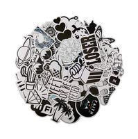 Hydro Aesthetic VSCO Stickers Water Bottles Big 50 Pack Girl Waterproof Durable Vinyl Decal for Laptop Phone Travel Case Pad (Black White)